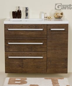 90cm dark wood vanity unit
