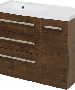 90cm dark wood vanity unit