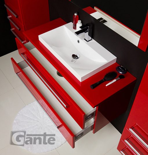 100cm red vanity unit