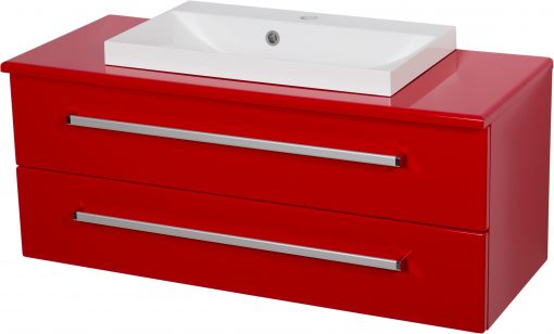 Vanity Unit Focus 100cm/2 + Basin LIV 60 cm Red - Image 5