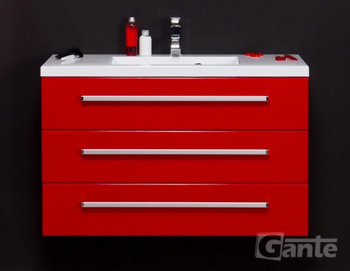 100cm red vanity unit