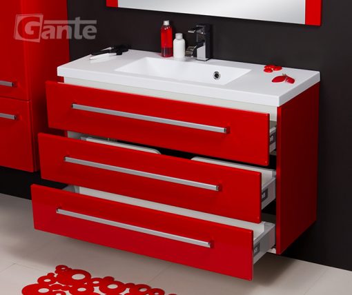 100cm red vanity unit