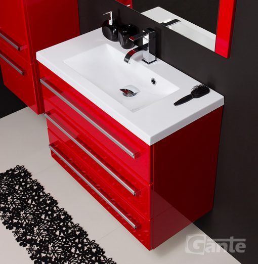 80 cm red vanity unit