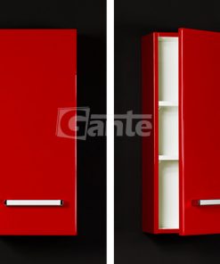 red bathroom cabinet