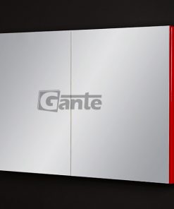 red cabinet with mirror