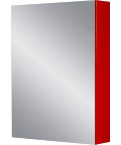 red cabinet with mirror