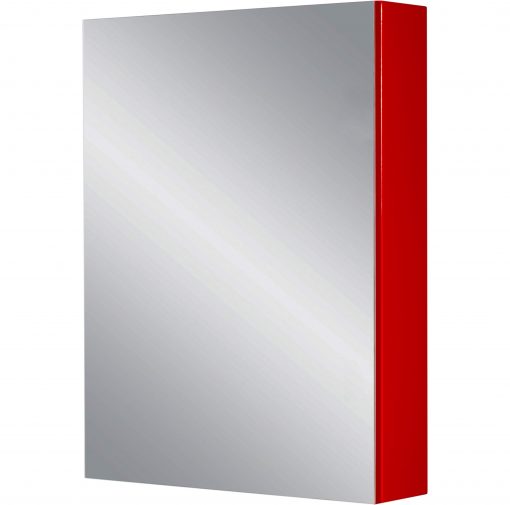 red cabinet with mirror