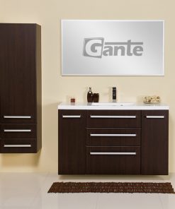 dark wood vanity unit