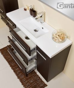 dark wood vanity unit