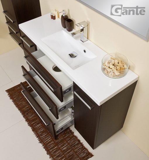 dark wood vanity unit