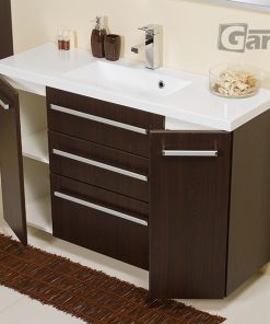 dark wood vanity unit