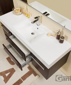 140cm dark wood vanity unit