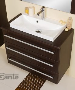 80cm dark wood vanity unit