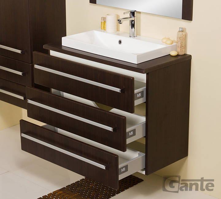 80cm dark wood vanity unit