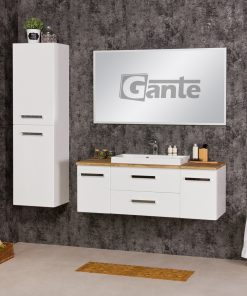 Vanity Unit Focus 120cm + Oak worktop, White