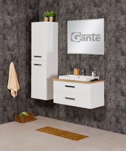 white vanity unit with oak top Limerick