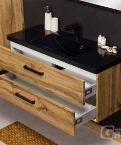 black sink vanity unit