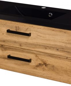 black sink vanity unit