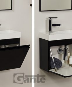 cloak room black vanity unit
