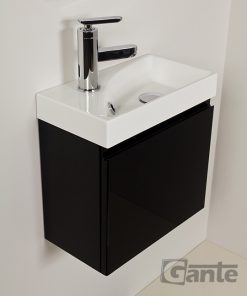 cloak room black vanity unit