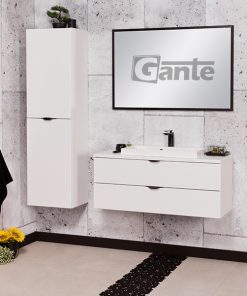 white vanity unit with worktop