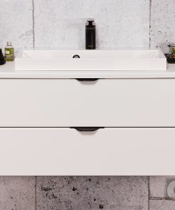 white vanity unit with worktop