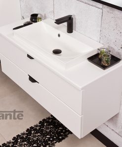 white vanity unit with worktop