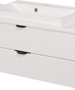 white vanity unit with worktop
