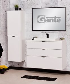 white vanity unit with worktop