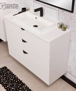 white vanity unit with worktop