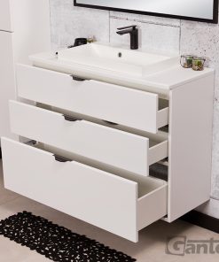 white vanity unit with worktop