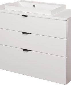 white vanity unit with worktop