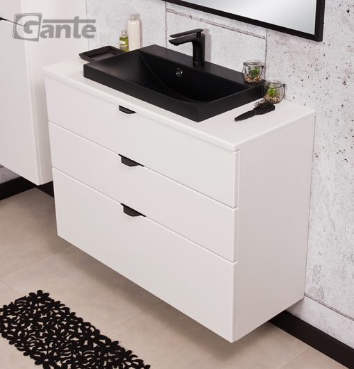 Vanity Unit Victa 100cm White with Worktop, Tall - Image 7