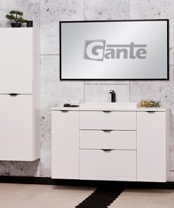 white vanity unit with worktop