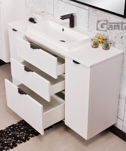 white vanity unit with worktop