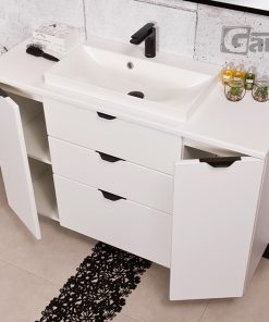 white vanity unit with worktop