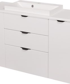 white vanity unit with worktop