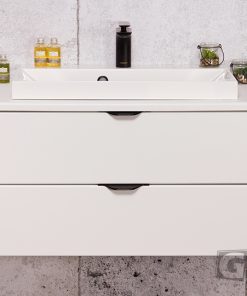 white vanity unit with worktop