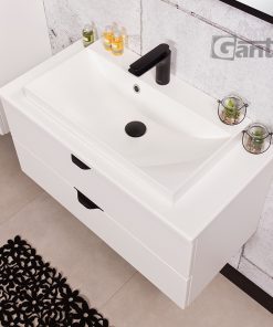 white vanity unit with worktop