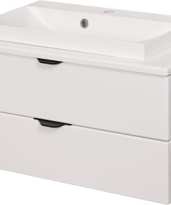 white vanity unit with worktop