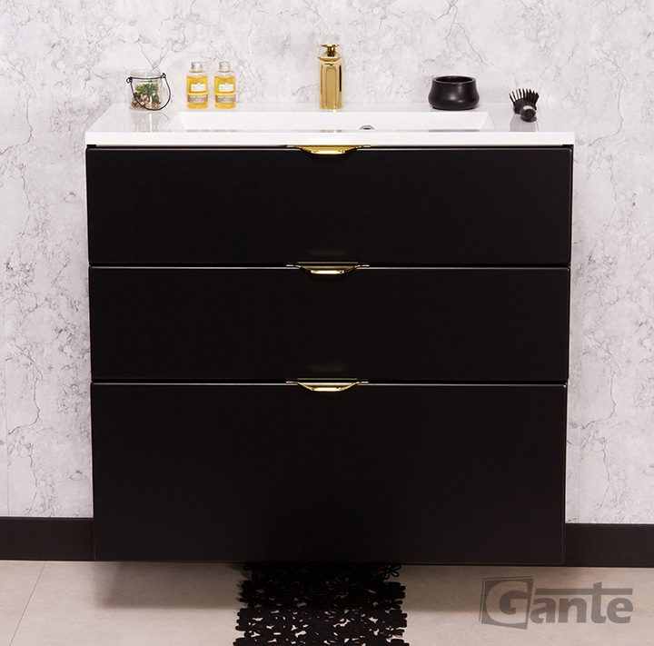 80cm black vanity unit
