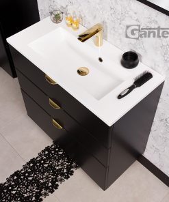 80cm black vanity unit