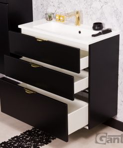 80cm black vanity unit