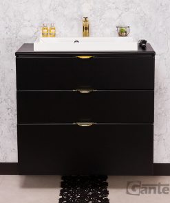 3 drawer black vanity unit