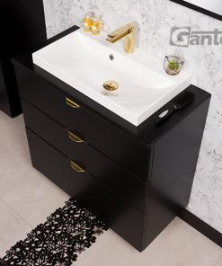 3 drawer black vanity unit