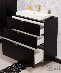 3 drawer black vanity unit