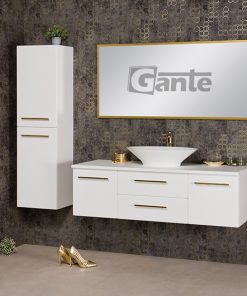 Vanity Unit Belli Gold 140cm with worktop, white (deep version)