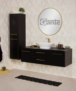 Vanity Unit Belli Gold 140cm with worktop, black (deep version)