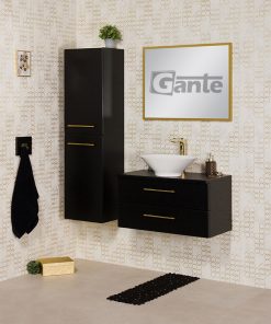 80cm black vanity unit with tulip sink