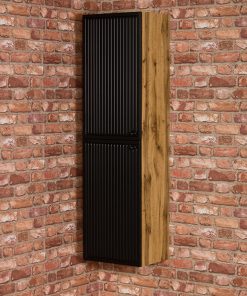 black and oak storage unit